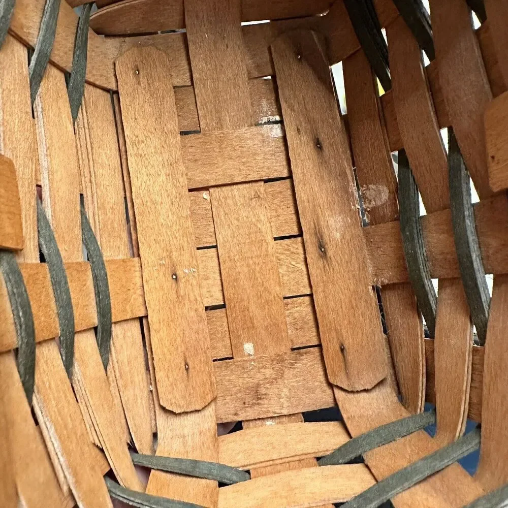 Vintage LONGABERGER 1993 Small Basket Dark Slats Green And Tan